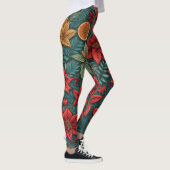 Leggings Oranges de Noël moderne Feuilles (Droite)