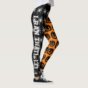 Leggings Oranges et araignées noires cool et citrouilles