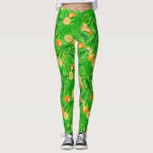 Leggings Oranges et feuilles tropicaux (Devant)