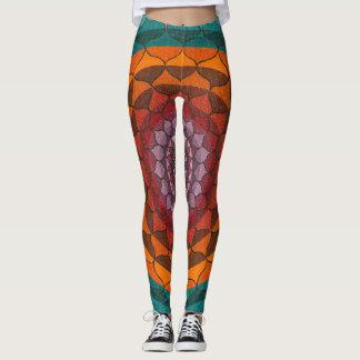 Leggings Oranje en Turquoise Lotus Mandala
