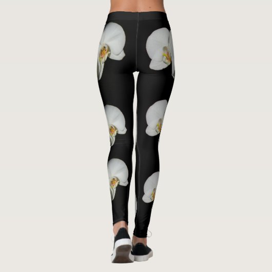 Leggings Orchidée blanche, fleurs blanches tropicales (Dos)