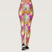Leggings Orchidée de feu rose, fleurs d'aquarelle surréalis (Dos)