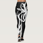 Leggings Orchidée Noir : Abstrait noir et blanc (Dos)