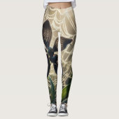 Leggings Orchidée noire Spiderweb Floral (Devant)