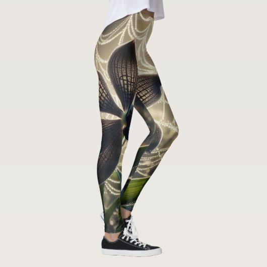 Leggings Orchidée noire Spiderweb Floral (Droite)