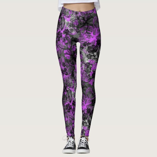 Leggings Orchidée tropicale hawaïenne de Wahine Lace (Devant)