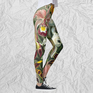 Leggings Orchidées d'Ernst Haeckel, fleurs vintages de