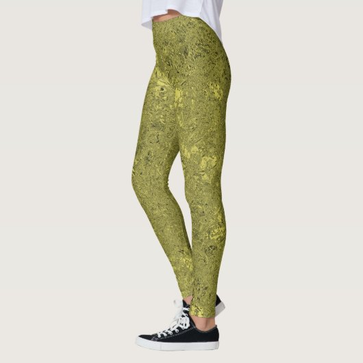 Leggings Orchidées dorées Gravure Design, (Gauche)