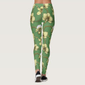 Leggings Orchidées et chaînes, jaune et vert kelly (Dos)