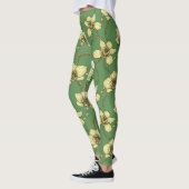 Leggings Orchidées et chaînes, jaune et vert kelly (Gauche)