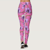 Leggings Orchidées et chaînes, violet et rose (Dos)