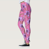 Leggings Orchidées et chaînes, violet et rose (Gauche)