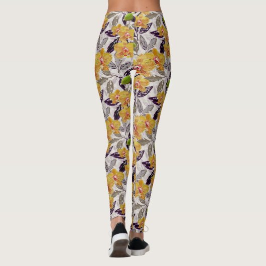 Leggings Orchidées jaunes oranges. (Dos)