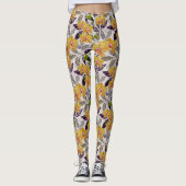 Leggings Orchidées jaunes oranges. (Devant)