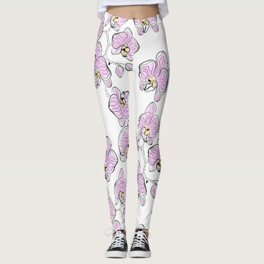 Leggings Orchidées phalaenopsis fleurs p (Devant)