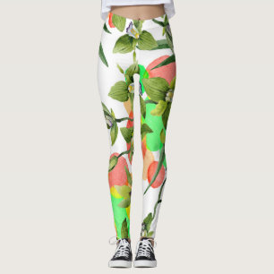 Leggings Orchidées vertes : aquarelle florale sans soudure.