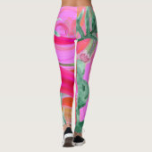 Leggings oreiller abstrait à jetons floraux roses (Dos)