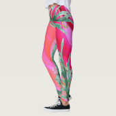 Leggings oreiller abstrait à jetons floraux roses (Gauche)