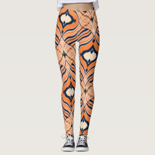 Leggings Oriental Seamless : Ornement orange noir
