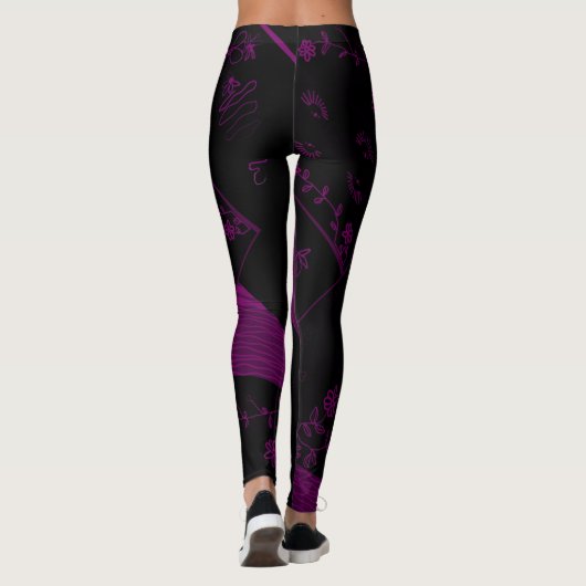 Leggings Origami Chintz (L) Black Dusty Fuchsia (Dos)