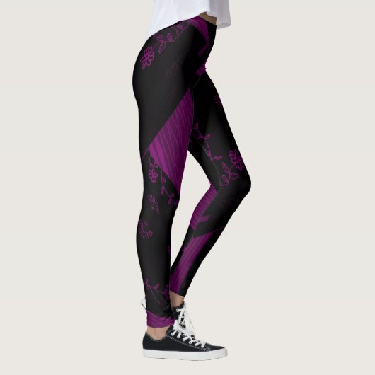 Leggings Origami Chintz (L) Black Dusty Fuchsia (Droite)