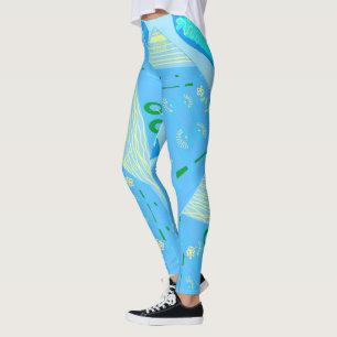 Leggings Origami Chintz (L) bleu jaune vert