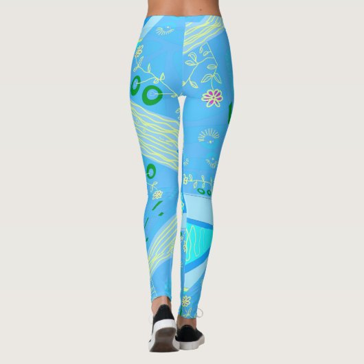 Leggings Origami Chintz (L) Bleu Jaune Vert 2 (Dos)