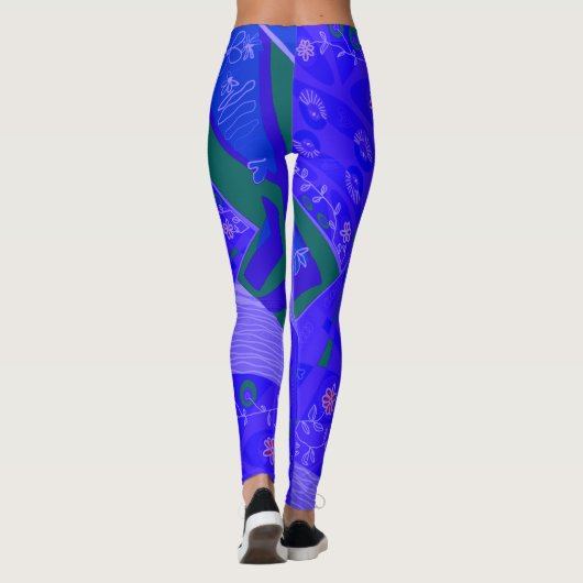 Leggings Origami Chintz (L) Bleu Périwinkle Vert (Dos)