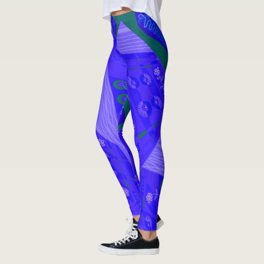 Leggings Origami Chintz (L) Bleu Périwinkle Vert (Gauche)