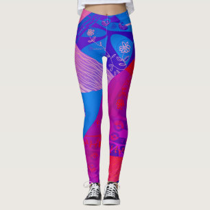 Leggings Origami Chintz (L) Bleu pourpre rouge Grad