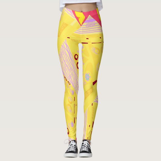 Leggings Origami Chintz (L) corail Lilac jaune (Devant)