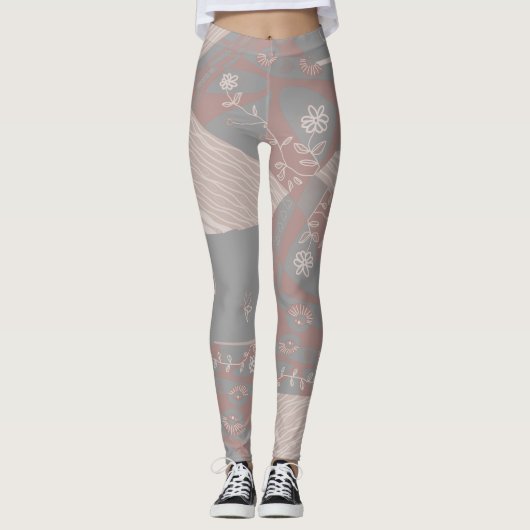 Leggings Origami Chintz (L) Dusty Coral Champhroom Gris (Devant)