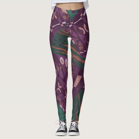 Leggings Origami Chintz (L) Dusty Purple Vert Brown (Devant)