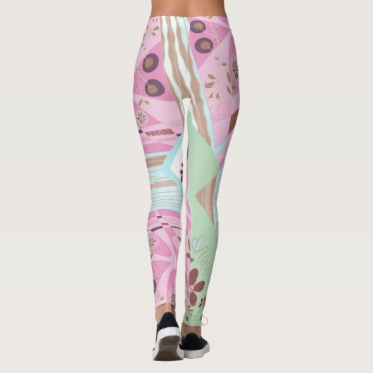 Leggings Origami Chintz (L) Dusty Rose Bleu Brown Blanc (Dos)