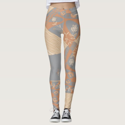 Leggings Origami Chintz (L) Gris orange brûlé (Devant)