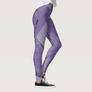 Leggings Origami Chintz (L) Lavender Grey Turquoise