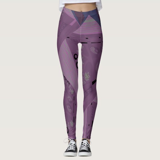 Leggings Origami Chintz (L) Mauve Grey Turquoise (Devant)