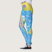 Leggings Origami Chintz (L) Moutarde bleue violet blanc (Gauche)