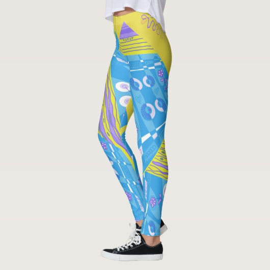 Leggings Origami Chintz (L) Moutarde bleue violet blanc (Gauche)