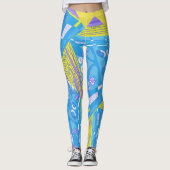 Leggings Origami Chintz (L) Moutarde bleue violet blanc (Devant)