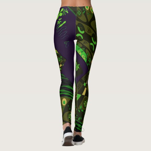 Leggings Origami Chintz (L) Olive Green Yellow Black Indigo (Dos)