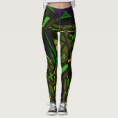 Leggings Origami Chintz (L) Olive Green Yellow Black Indigo (Devant)