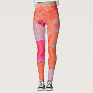 Leggings Origami Chintz (L) Orange Lilac Magenta 2