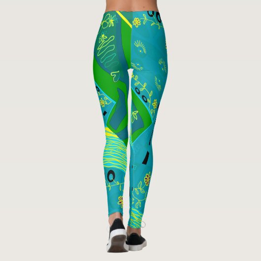 Leggings Origami Chintz (L) Turquoise jaune vert (Dos)
