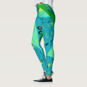 Leggings Origami Chintz (L) Turquoise jaune vert (Gauche)