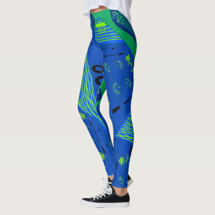 Leggings Origami Chintz (L) Vert bleu