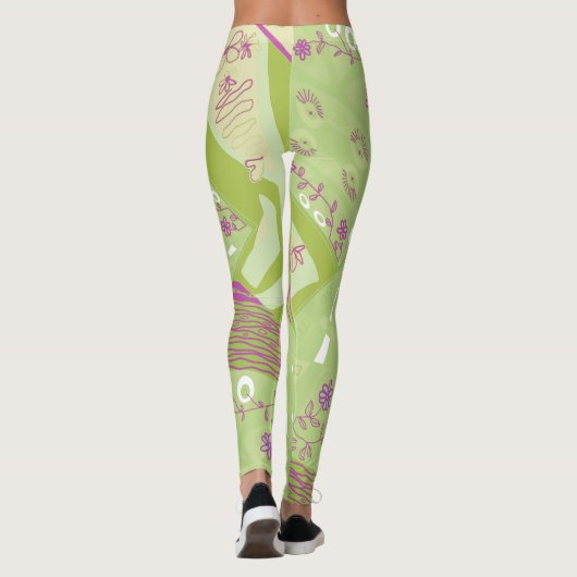 Leggings Origami Chintz (L) Vert Magenta Blanc (Dos)