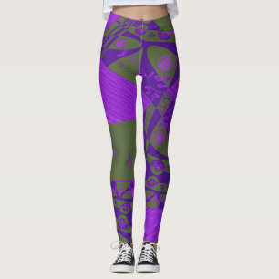 Leggings Origami Chintz (L) Violet Magenta Green
