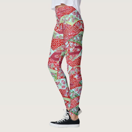 Leggings Origami de fleurs rouges washi japonaises Légendes (Gauche)