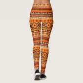 Leggings Original motif Aztec style orange et marron (Dos)